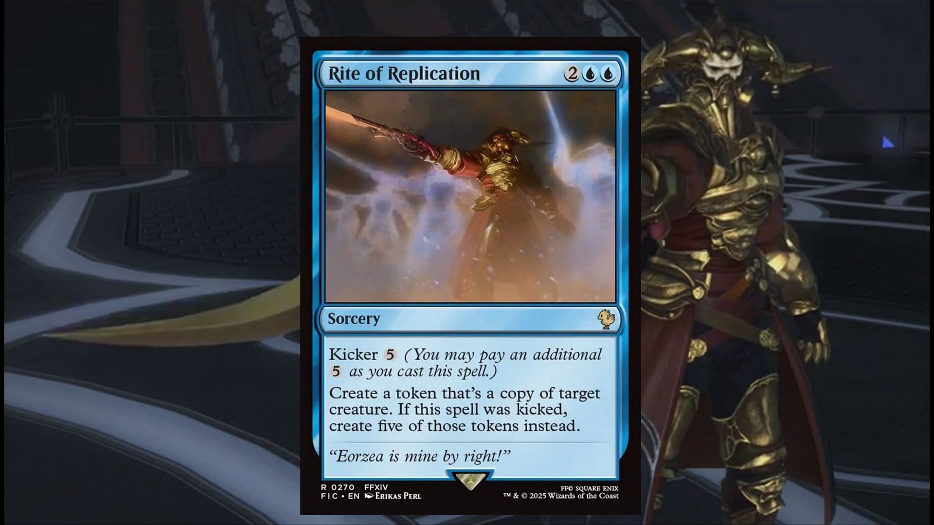 I think this version of Rite of Replication is good for MTG Final Fantasy, but the FF14 fan edit is frankly, the superior card (Image via Wizards of the Coast)